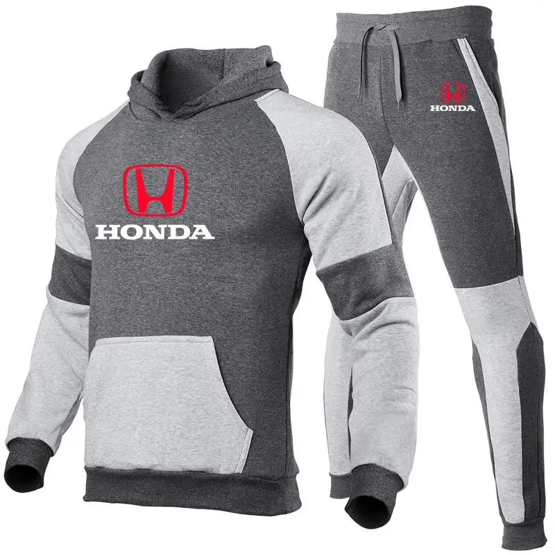 

Men's hoodie with Honda hood logo, high quality men's printed sports jacket + two piece sports pants
