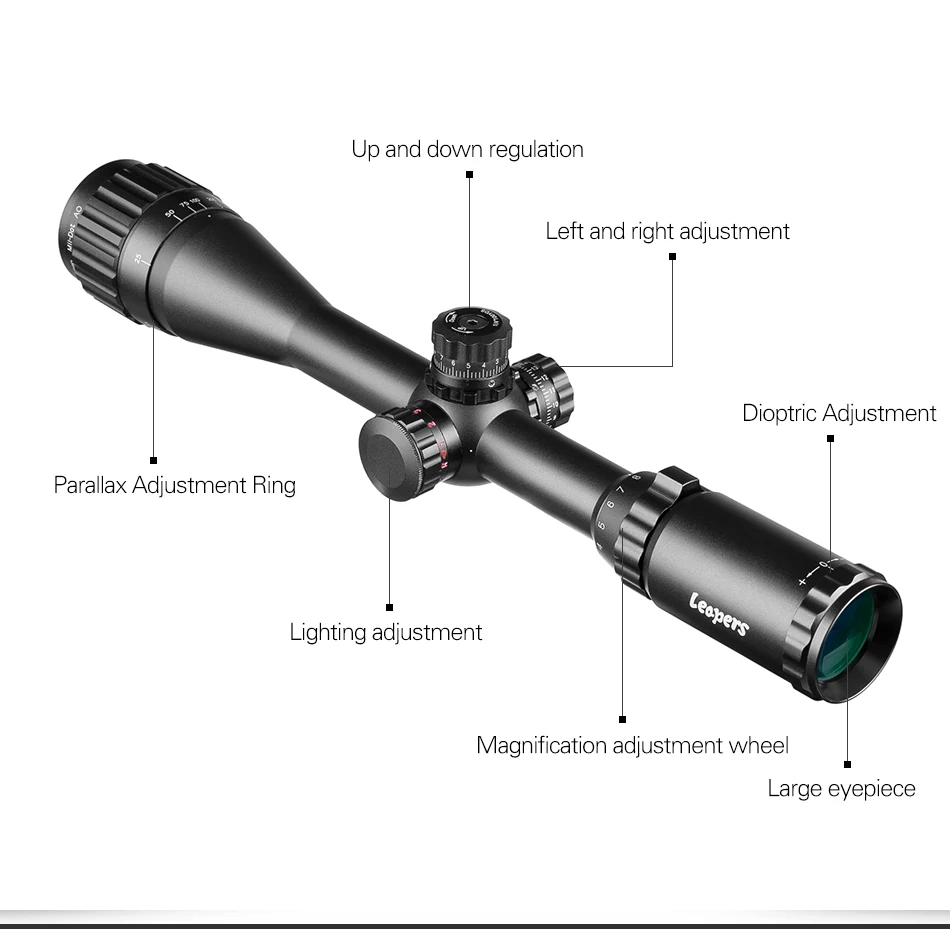 LEAPERS 4-16X40 Riflescope тактический оптический прицел красный зеленый и синий точечный прицел с подсветкой для охоты