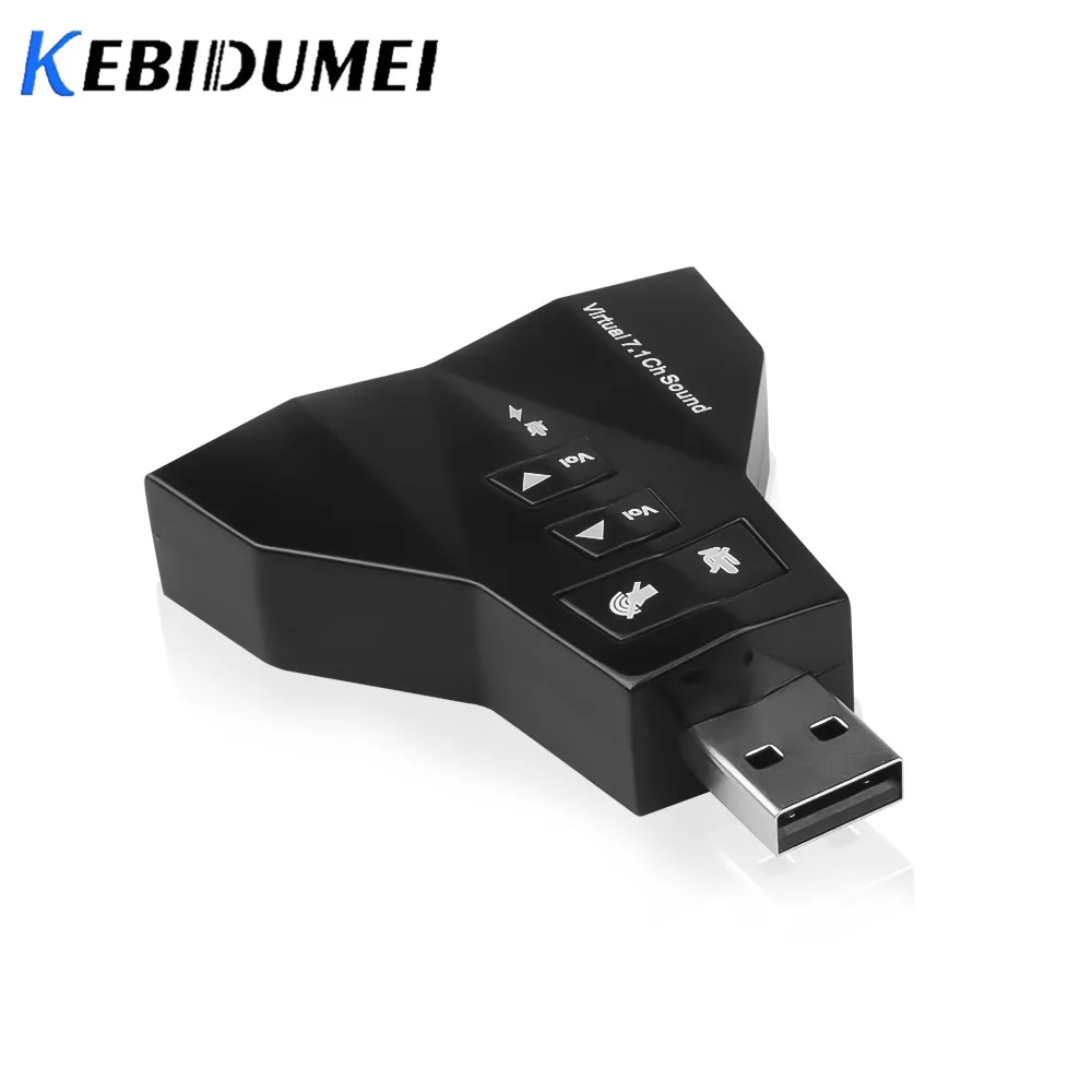Kebidumei Внешняя USB Аудио Звуковая карта адаптер Виртуальный 7 1 канал 3D гарнитура 3 5