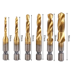 Сверло для метчиков с титановым покрытием из быстрорежущей стали бит шестнадцатеричный хвостовик, метрический винтовой станок краны с винтовой резьбой, набор метчиков составной кран, ручной инструмент
