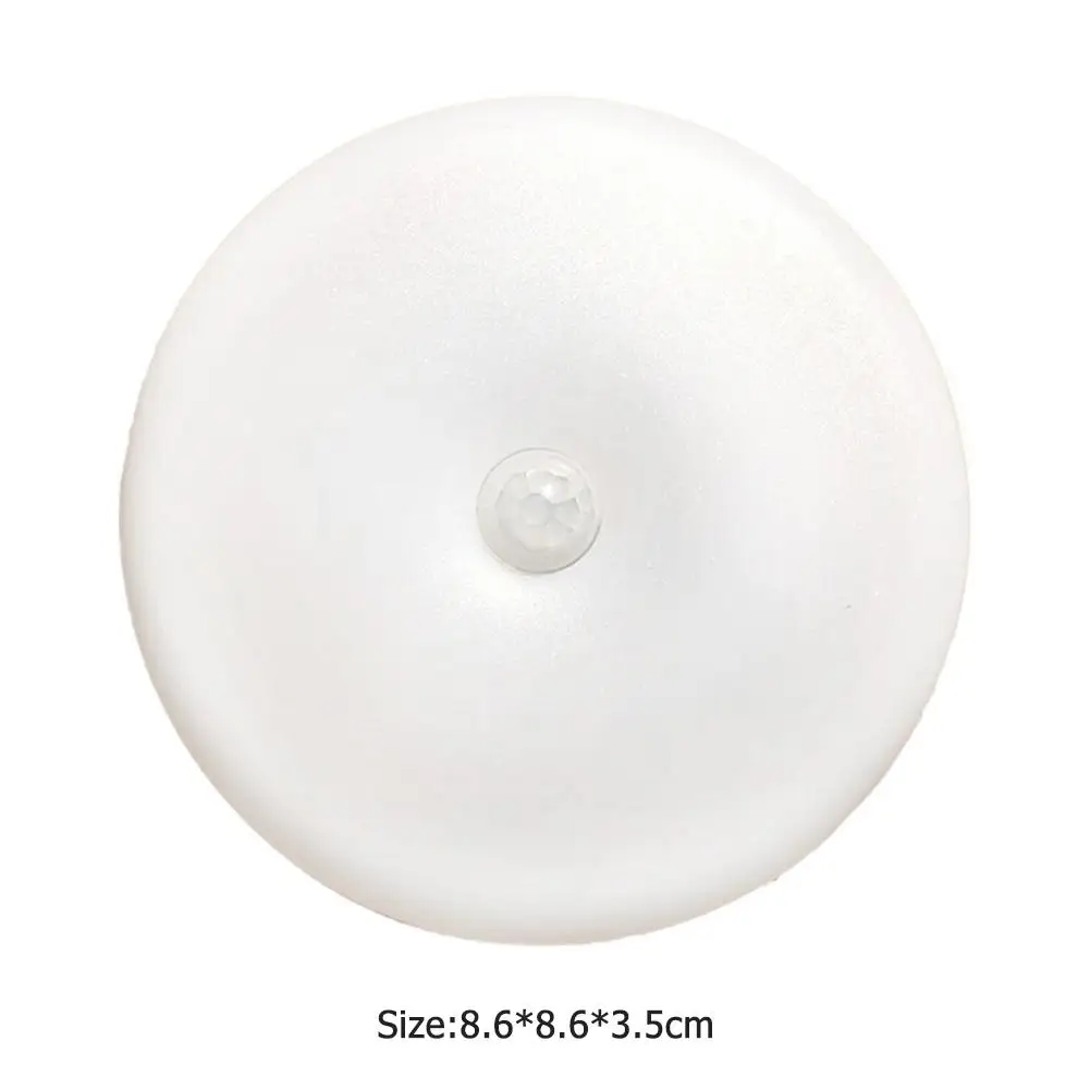 

Round LED Night Lamp Plastic Adhesive Human Body Induction Sensor Baby Room Bedroom Home Corridor Emergency White Light