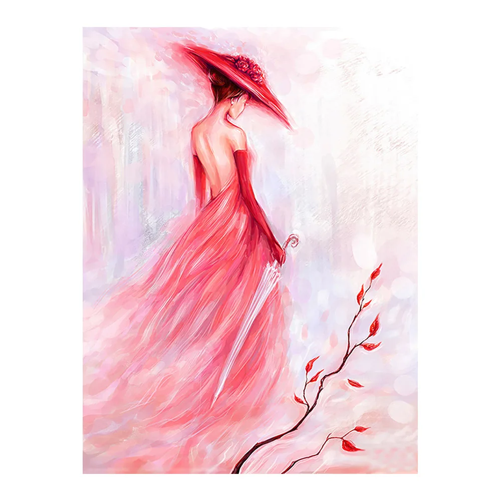 Алмазная картина для девушек Круглая Мозаика 5D сделай сам розового цвета с