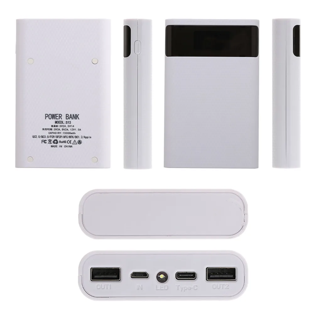 Kebidumei 5 в двойной USB Тип C 4x18650 Аккумулятор Чехол внешний аккумулятор DIY коробка для