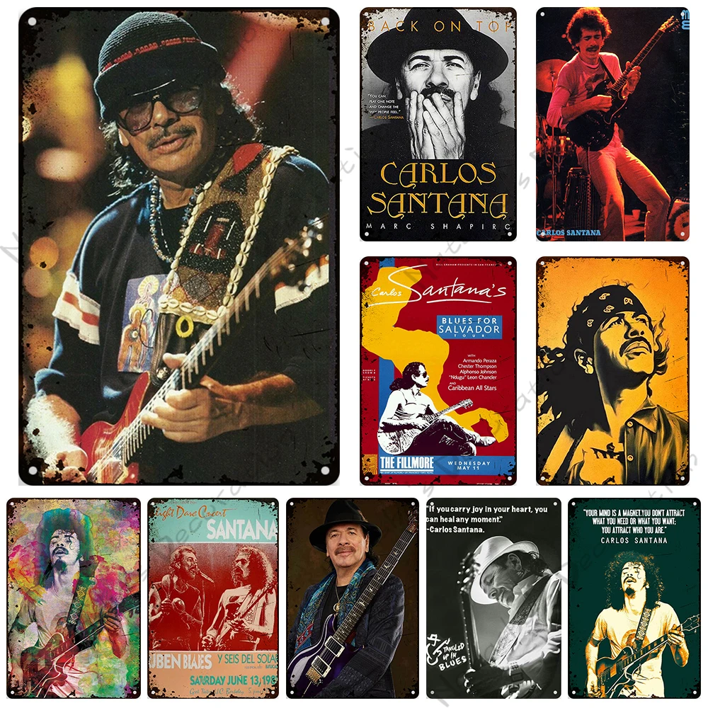 

Rock Band Santana Retro Metal Poster Singer Metal Tin Sign Decorative Plate Metal Signs Poster Bar Club Home Wall Decor Signs