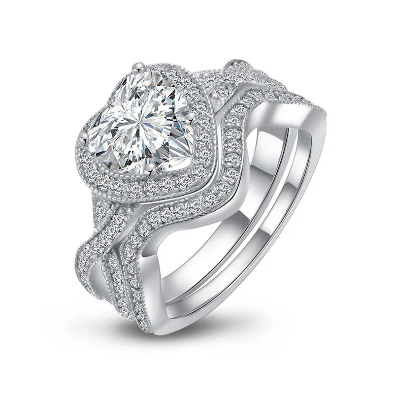 

Набор Колец LESF из стерлингового серебра для женщин, модные ювелирные украшения для свадьбы и помолвки, с бриллиантами в виде фигуры