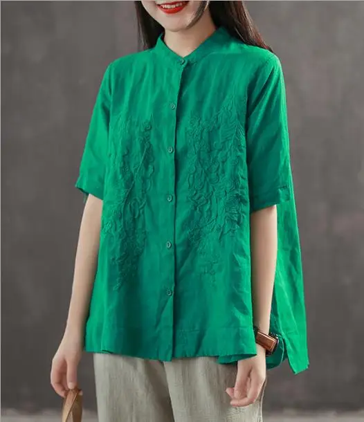 Топы со стоячим воротником новинка 2020 Летняя Повседневная белая блузка с