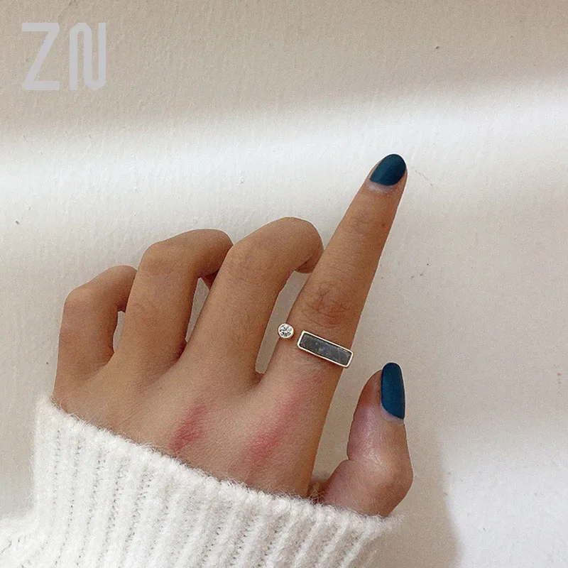 

ZN New 2021 Geometric Irregular Natural Stone Metal Marble Ring Crystal Finger Rings For Women Girl Party Gift