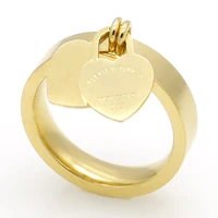 rose gold plating girl women ring stainless steel charm finger rings sweet heart charm female ring jewelry gift size6 10
