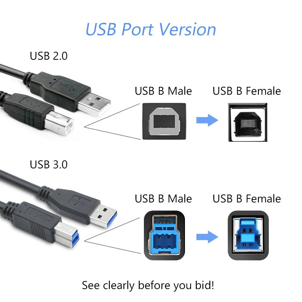 Кабель USB 2 0 типа А папа к B для сканера жесткого диска HP Brother Epson Dell 1 м 8 3 5 10 |