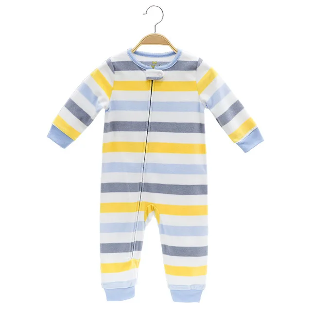 Yellow stripe Детские комбинезоны, Осенние флисовые пальто для младенцев, одежда с капюшоном и ушками, милые камуфляжные комбинезоны для маленьких мальчиков, одежда - Цвет: Yellow stripe