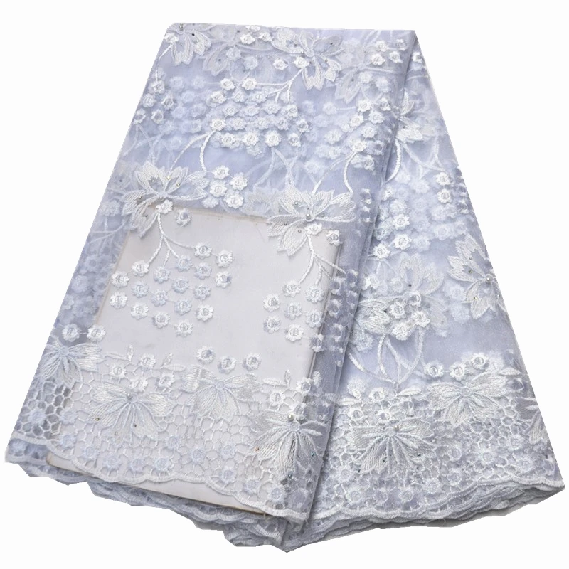 Лидер продаж нигерийская кружевная ткань зеленое Тюлевое кружево с бусинами и