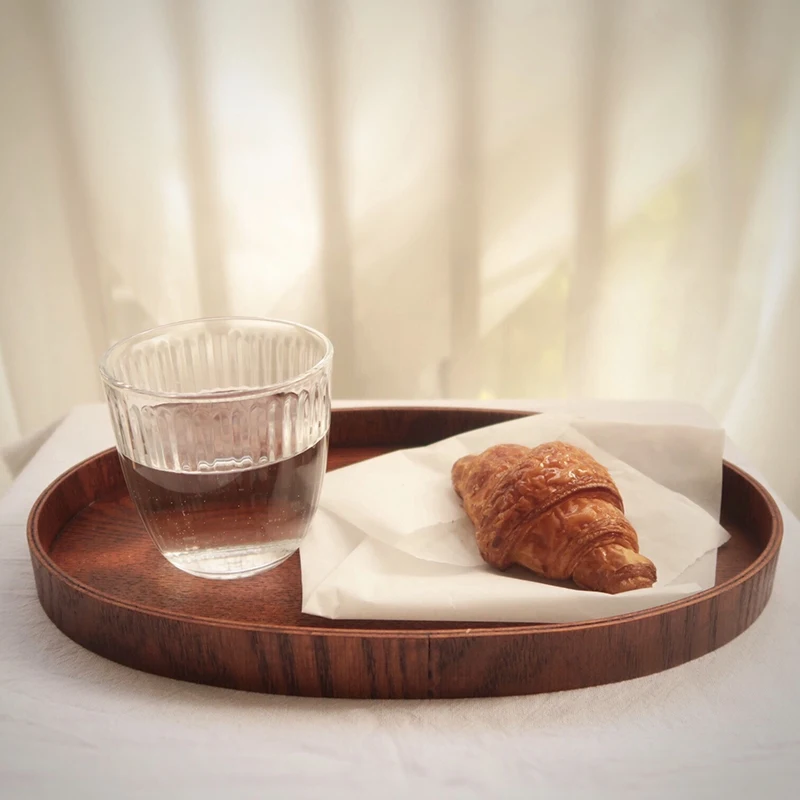 

Oval Wooden Serving Tray Dinner Display Tray Tea Bar Breakfast Dessert Food Container Storage Tray 30X18X2.5cm