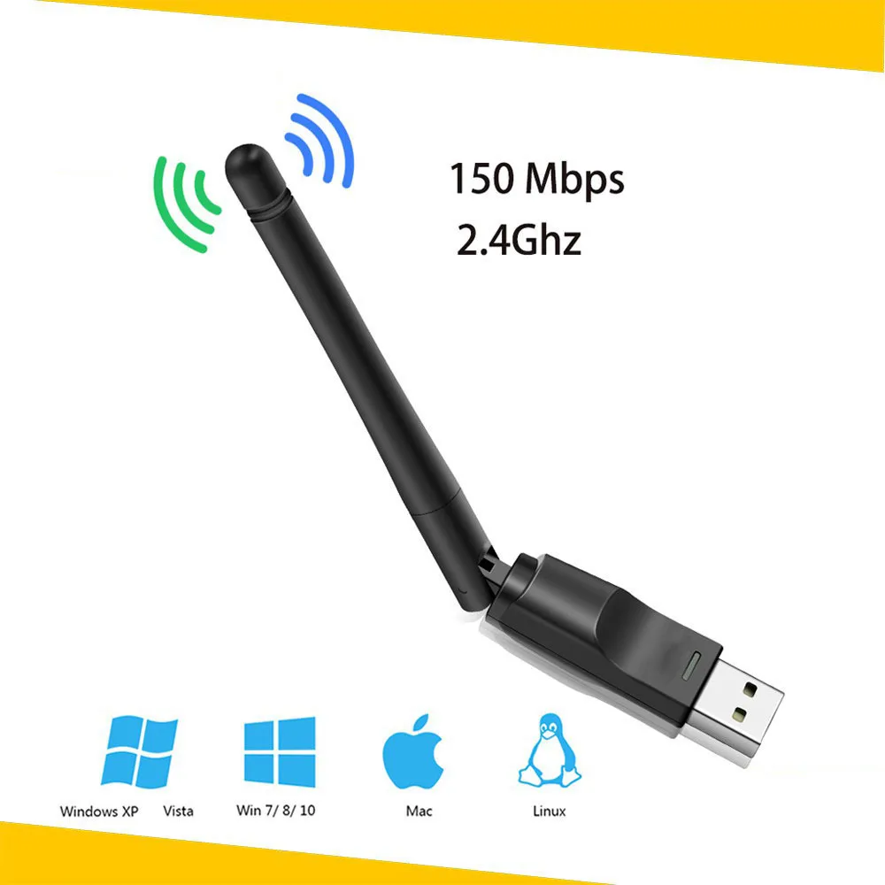 

150 Мбит/с RT5370 USB 2,0 WiFi адаптер беспроводная сетевая карта мини Антенна ключ палка PC LAN Wi-Fi приемник 802,11 b/g/n Универсальный