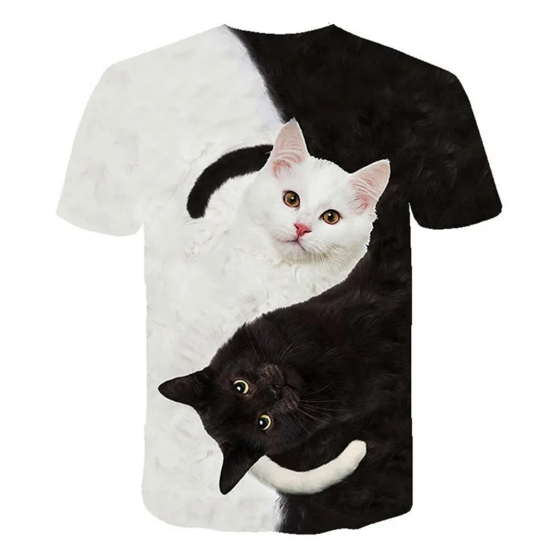 

New for 2020 Cool fashion t shirt for men and women two cats print 3d t shirt summer short sleeve t shirts male t shirts XXS-6XL