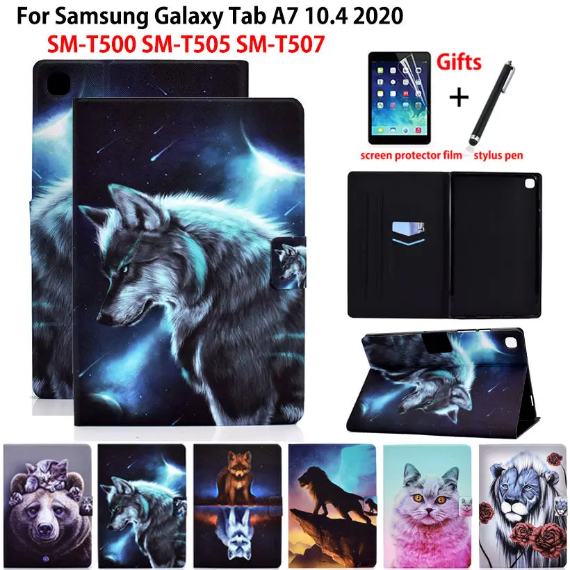 

Чехол для Samsung Galaxy Tab A7 10,4 2020 крышка T500 SM-T500 SM-T505 SM-T507 Funda планшет с рисунками зверей из мультфильмов в виде ракушки + подарок