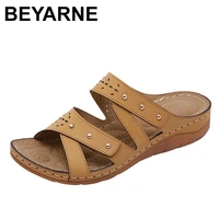 beyarne 2020 beach slippers unisex black slides summer shoes thick comfortable hollow flat slipper sandals beach casual shoes