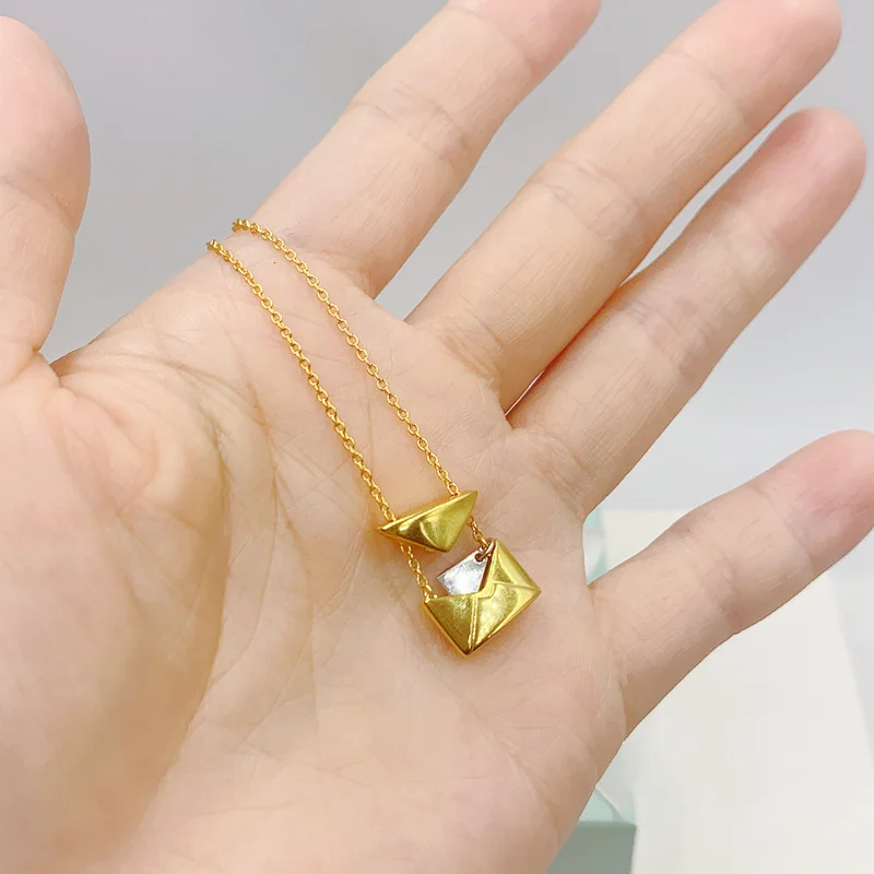 

1: 1Tiffon Original High-End 100%925 Sterling Silver Unique Envelope Fine Workmanship Necklace Women Logo Jewelry Valentine Gift