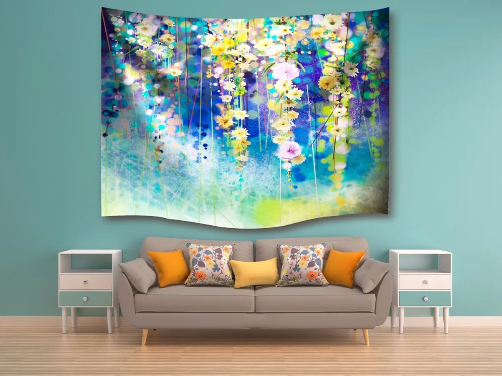 Цветочный Гобелен QIYI настенный коврик Полиэстеровая ткань гобелен пикник одеяло