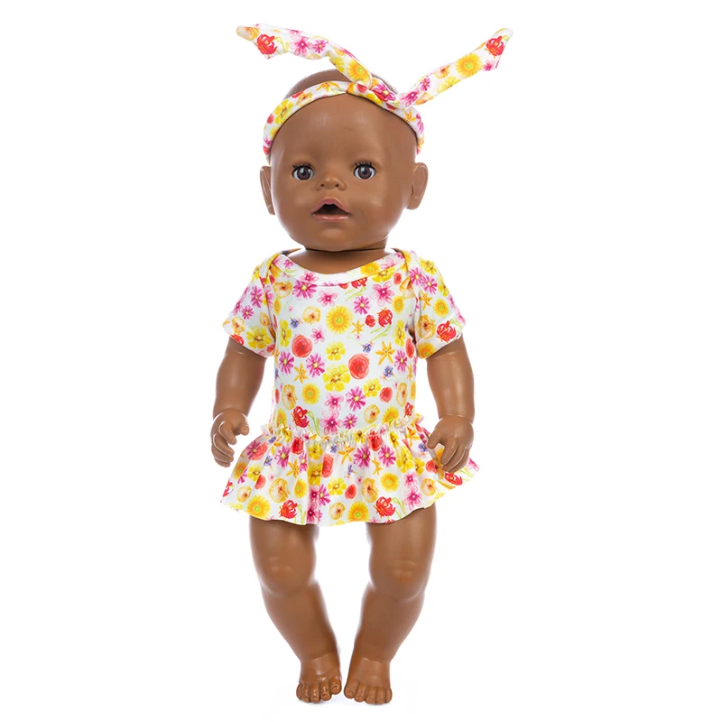 

Baby new born Fit 17 inch 43cm Doll Accessories Rabbit Suit+Hairbrand Doll Clothes For Baby Gift