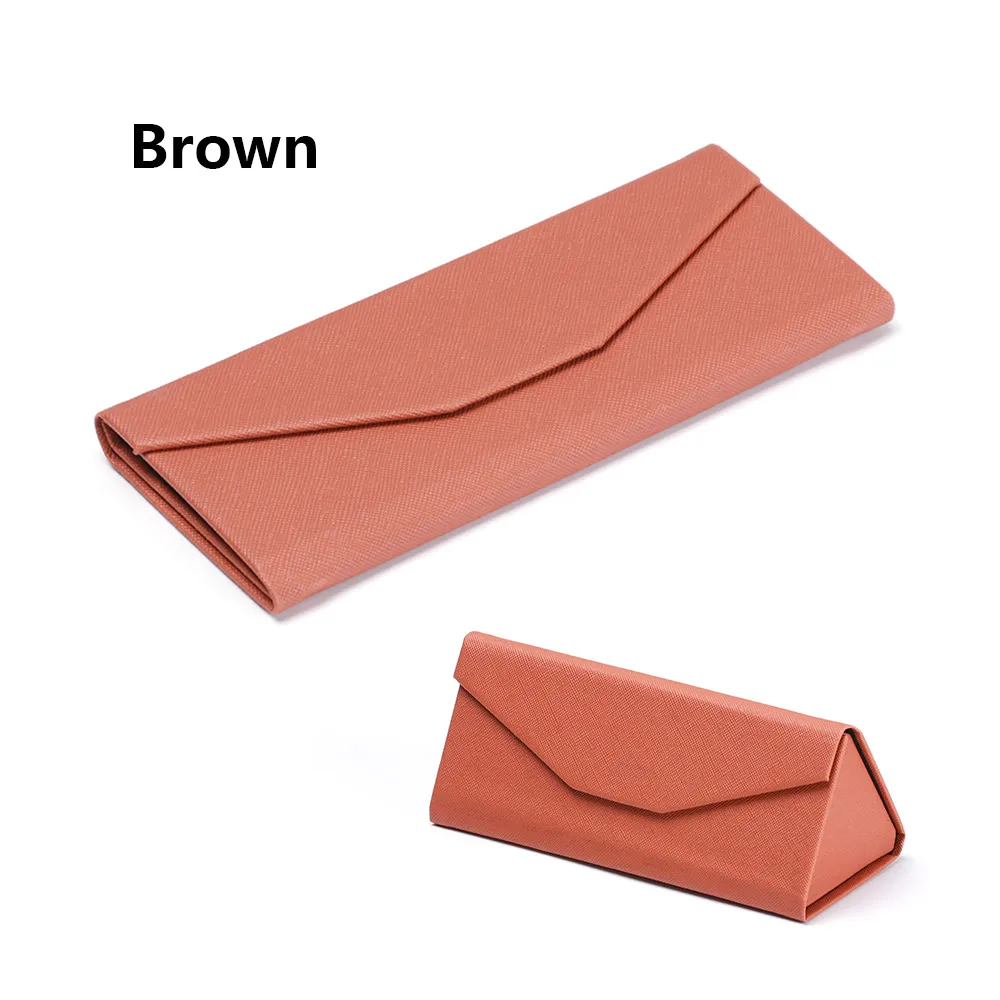 brown 1 шт. модный унисекс портативный складной треугольный футляр для очков бизнес Водонепроницаемый Чехол для очков черные защитные очки - Цвет: brown