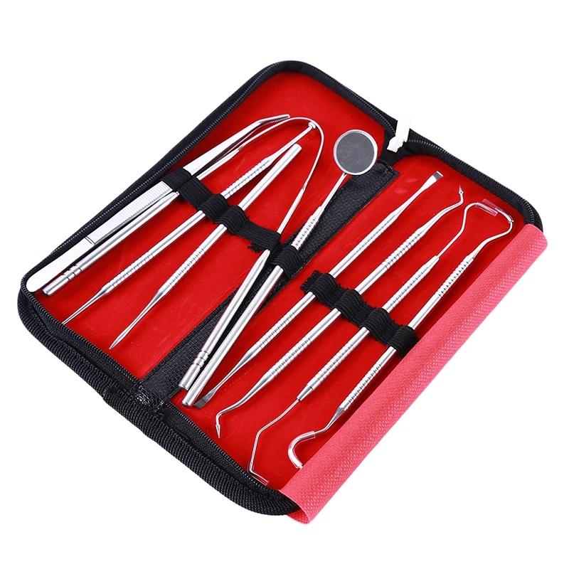 

9 PCS Dental Cleaning Tools Kit Dental Hygiene Kit Dentist Pick Tools Dentist Prepared Tools Teeth Gum Cleaning Tool