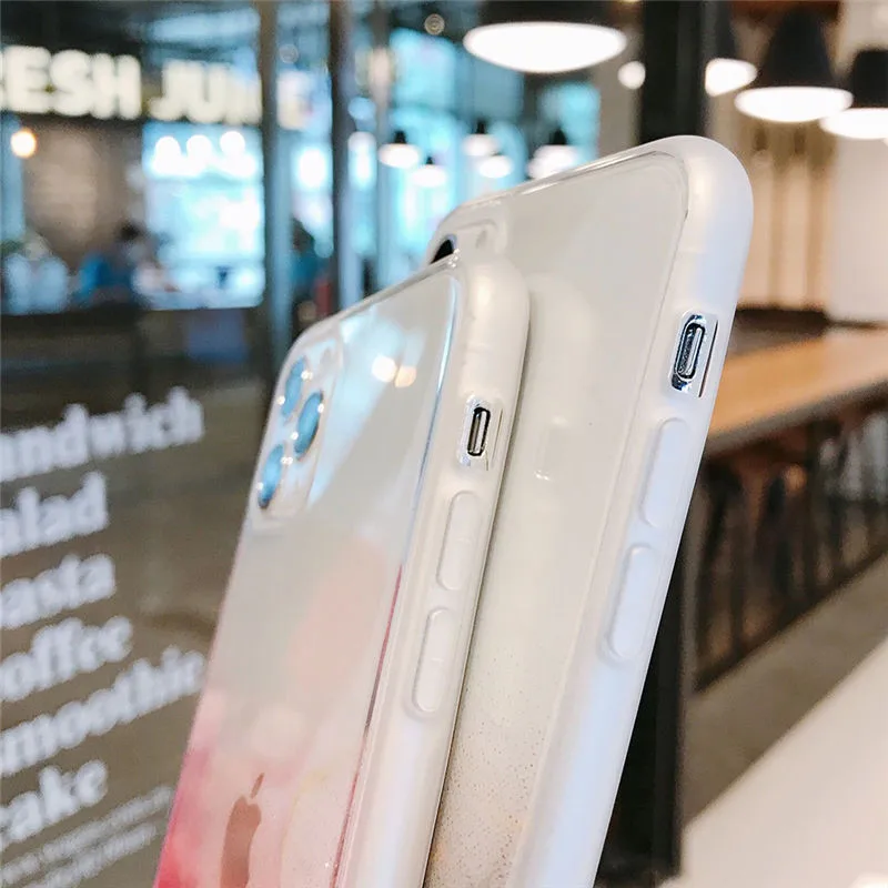 

Gradient Marble Phone Case For iPhone 11 11Pro Max XR XS Max X 7 8 Plus SE 2020 Transparent Watercolor Painting Glitter Cover