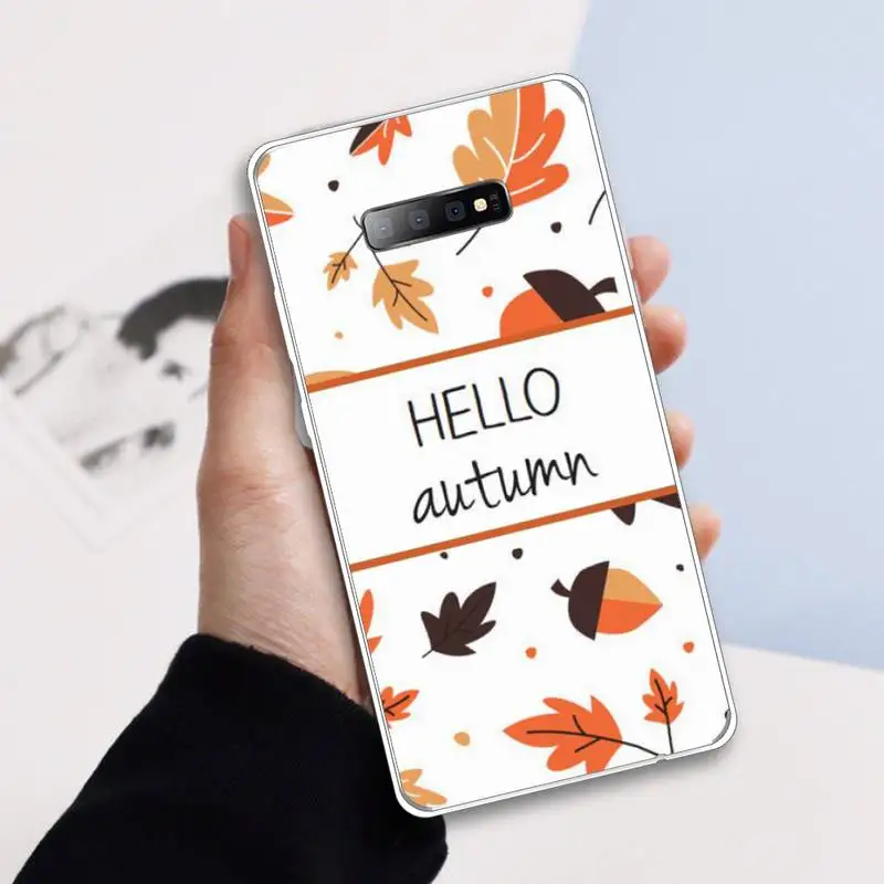 

Pumpkin happy autumn fall leaves Phone Case Transparent For Samsung Galaxy A 71 21s S note 8 9 10 plus 20 ultra