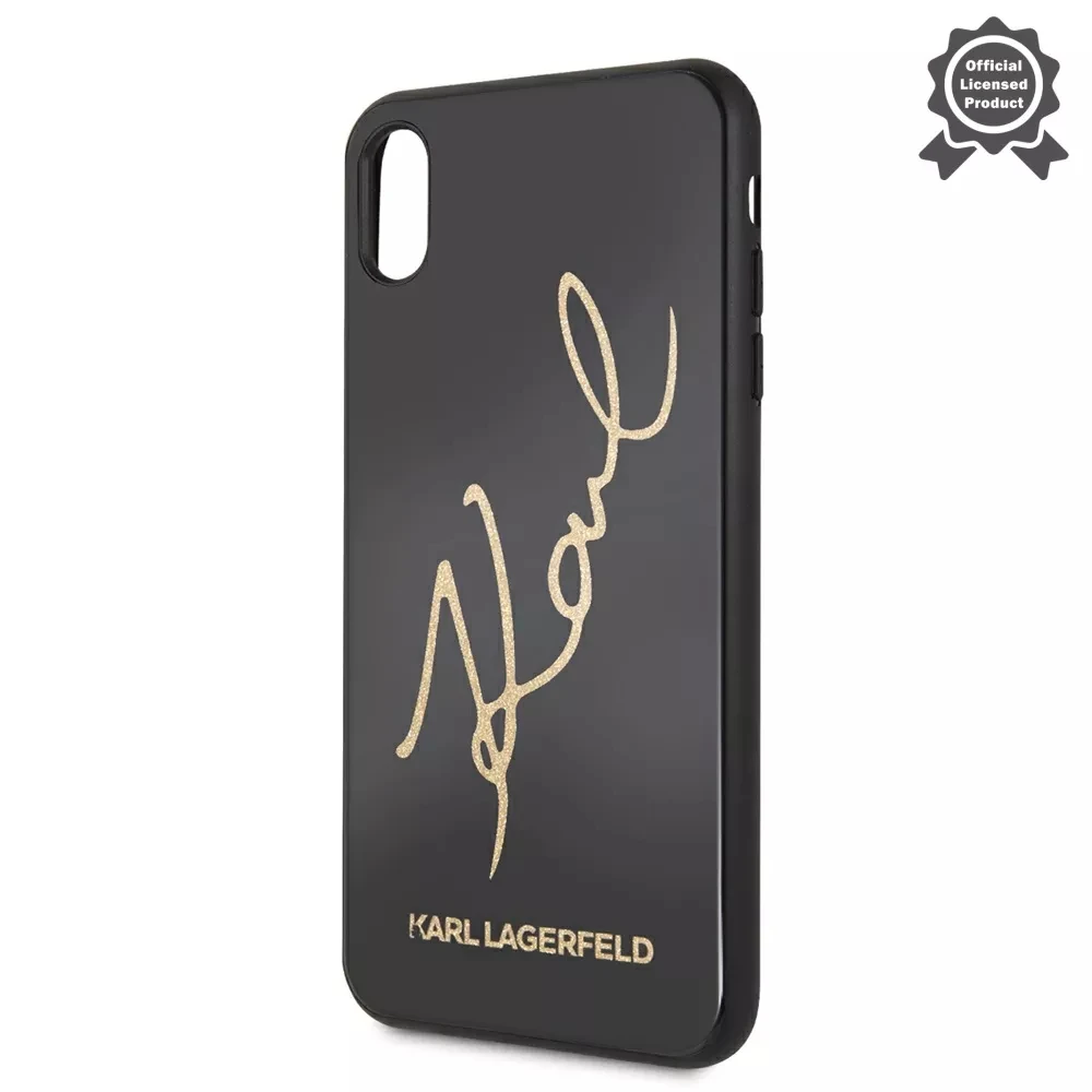 Case Lagerfeld for iPhone Xs Max double layer Karl signature hard glitter Black | Mobile Phone Cases &amp Covers