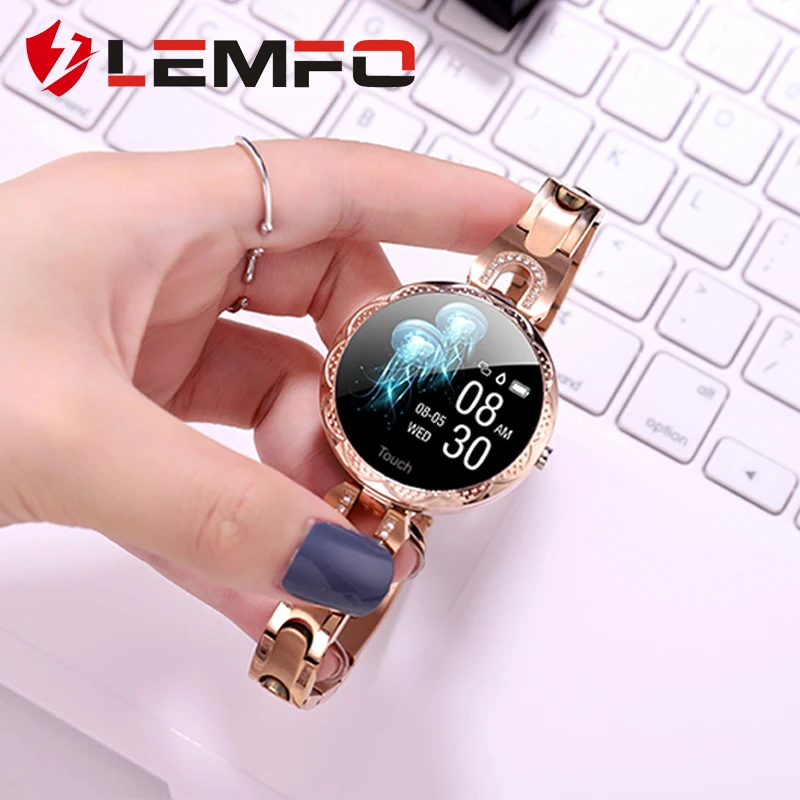 Женские Смарт часы LEMFO пульсометр кровяное давление сплав мониторинг сна