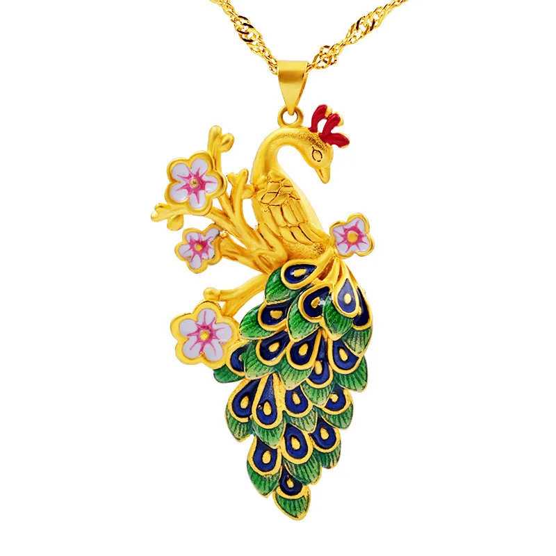 Enamel Colorful Peacock Pendant Yellow Gold Filled Beautiful Womens Chain Gift | Украшения и аксессуары