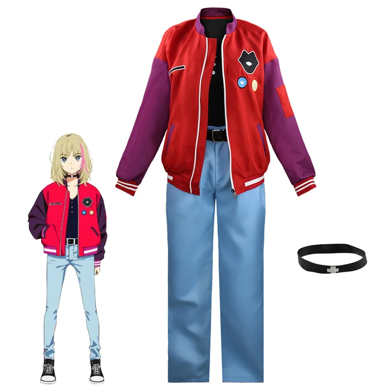 

2021 Kawai Rika Costumes Anime WONDER EGG PRIORITY Same Type Kawai Cosplay Costume Red Jacket and Pants Daily Outfits Fashion