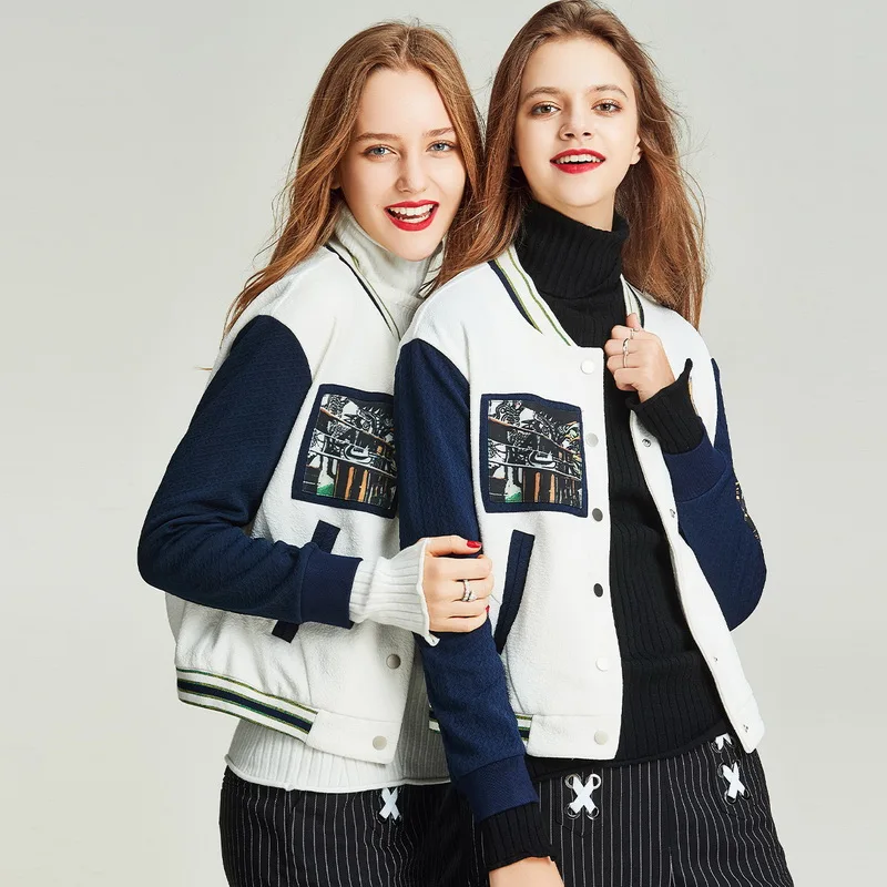 HAVVA осенне-зимняя модная женская Свободная бейсбольная форма однобортная