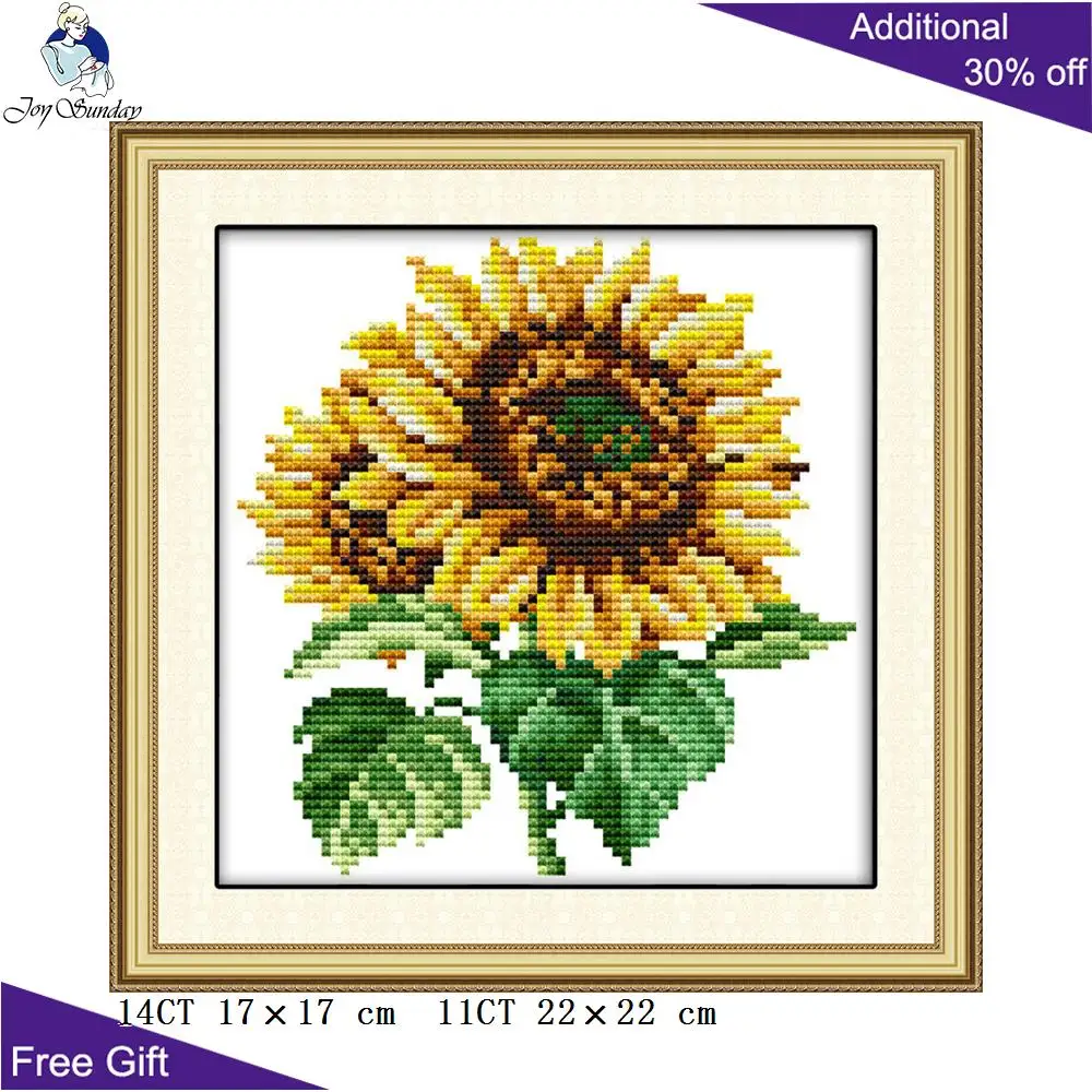 Подсолнухи Joy Sunday домашний декор H718 H719 14CT 11CT подсчитанный отпечатанный Подсолнух