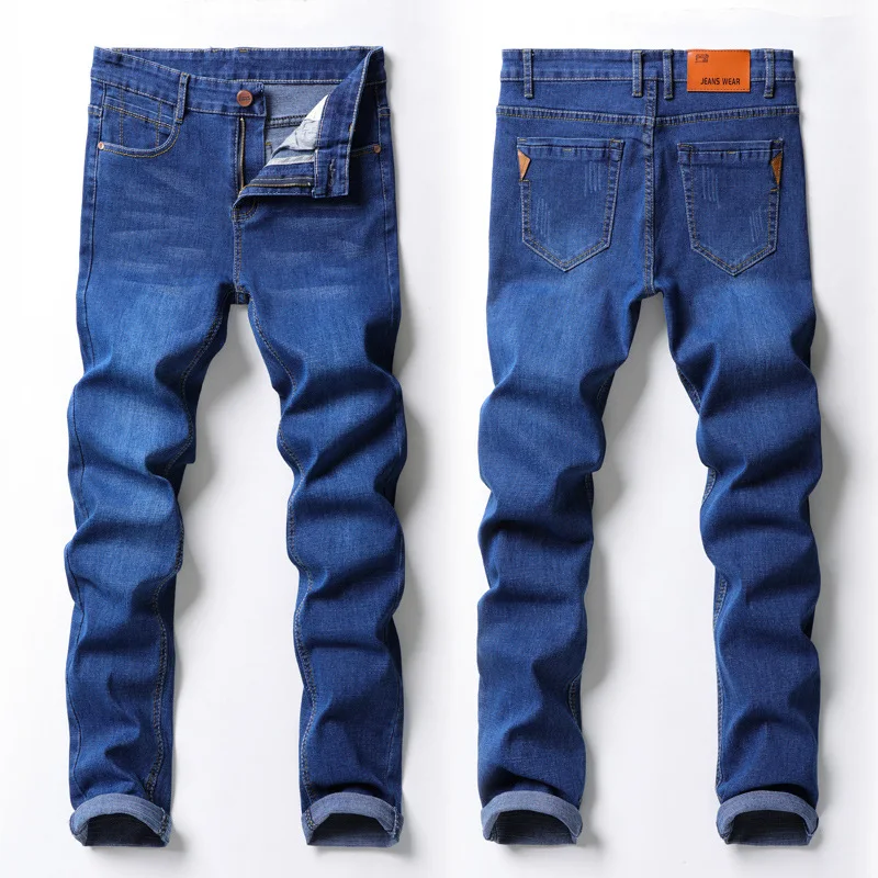 

2020 men's plus velvet thick slim-fit plus size straight jeans 1114