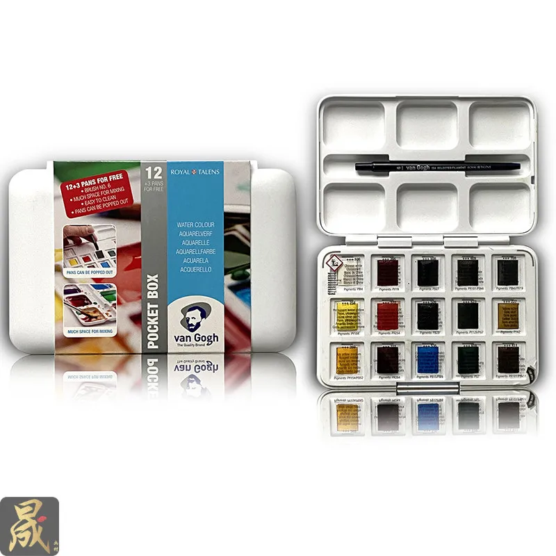 Juego de Acuarelas sólidas de Van Gogh, conjunto de Acuarelas con pincel,...