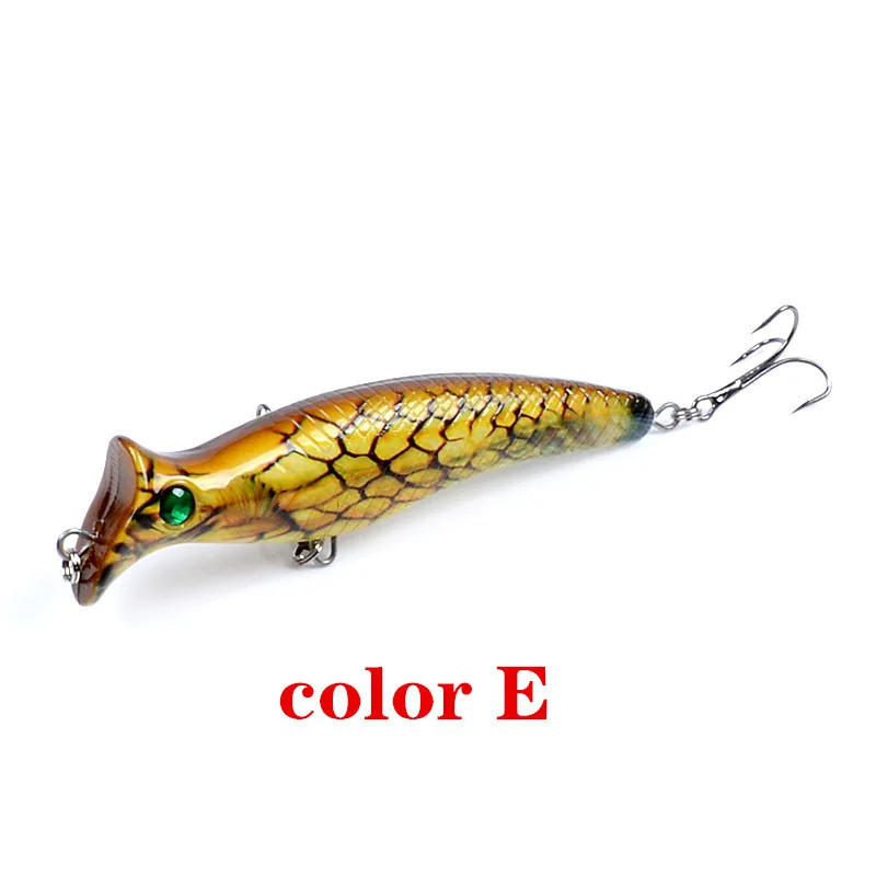

1pcs Top Water Popper Fishing Lure 12.4cm/20.4g Artificial 3D eyes Topwater Hard Wobbler Bait Bass Pike with 2# hooks tackle