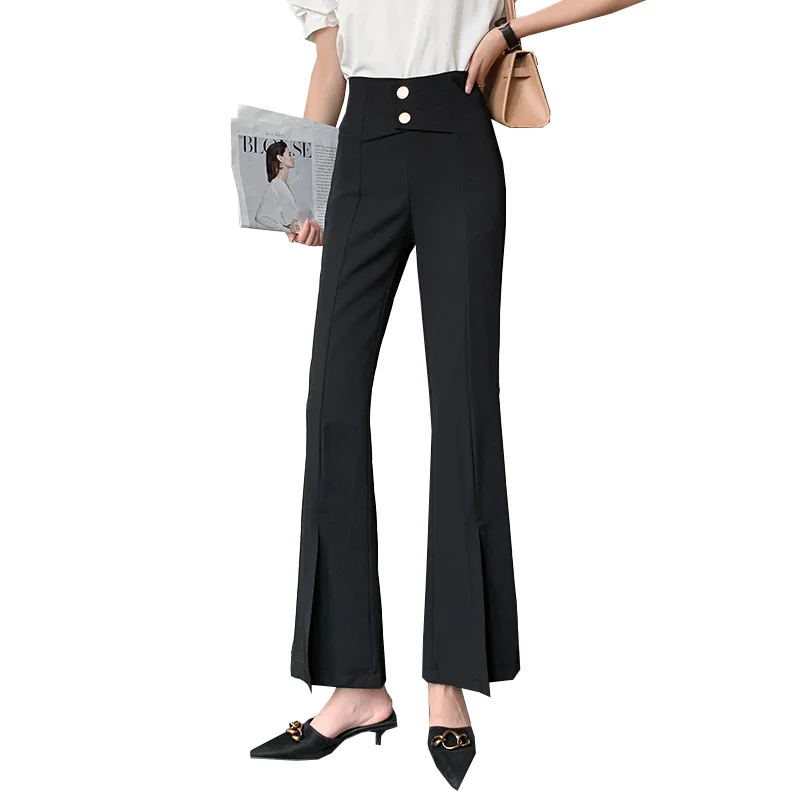 

Spring 2021 New Fashion All-Matching Solid Color High-Waisted Boot-Cut Pants Slim Slimming Casual Jeans Women's Fashion