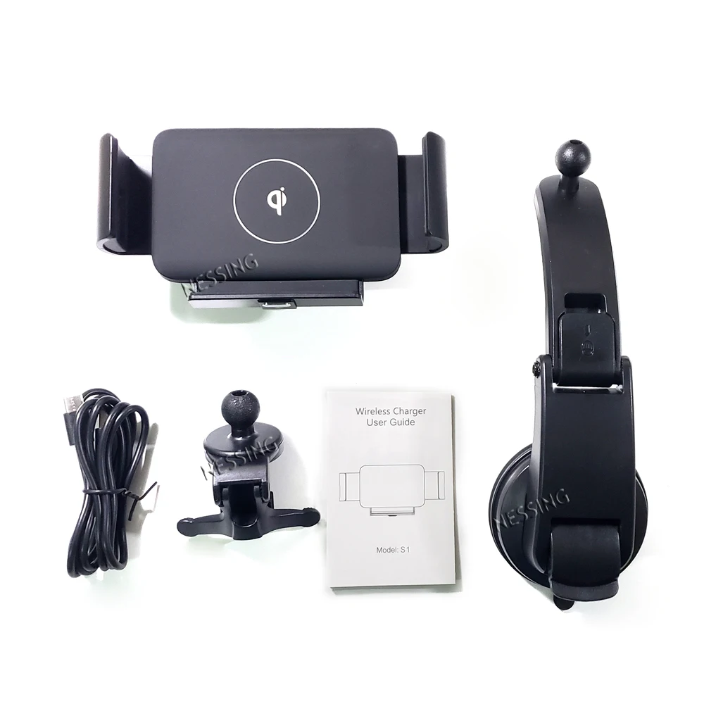 

Free Shipping Automatic Clamping Car Wireless Charger for Samsung Galaxy Fold Note S20 S9 iPhone Max Air Vent Mount Phone Holder