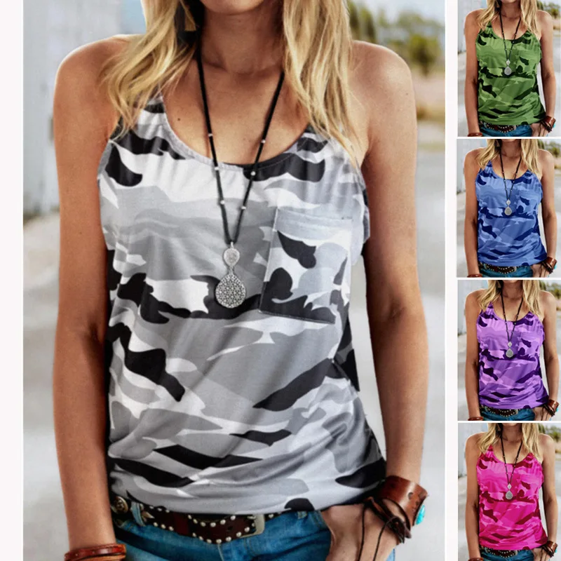 

2021 Summer Camouflage Tank Tops for Women Sleeveless Basic Casual Loose Vest Female Top Plus Size 5Xl Camisole Harajuku