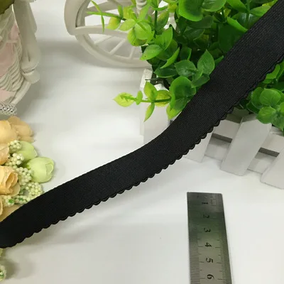 Black 15mm wide Черный белый красный 10 мм желтый розовый полиэстер край пикота эластичные ленты для отделки бюстгальтера края 5 ярдов/партия - Цвет: Black 15mm wide