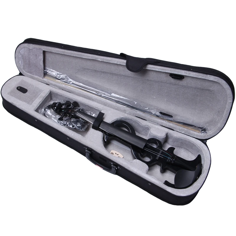 

NAOMI Electric Violin 4/4 Electric Silent Violin Full Size Violin Ebony Fretboard +Case-Black SET