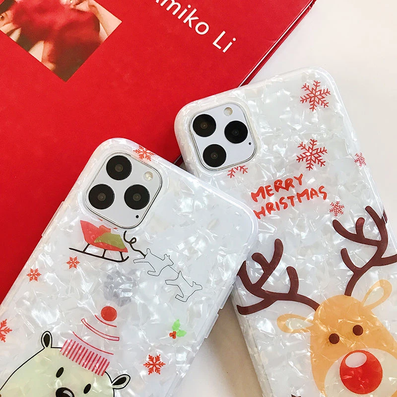 Чехол для телефона с мультяшным рождественским оленем для iPhone 11, 11Pro, XR, XS, Max, 6, 6 S, 7, 8 Plus, мягкая IMD задняя крышка с рисунком, подарок