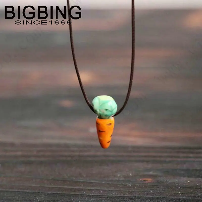 C149 BIGBING модные ювелирные изделия керамический морковный кулон черная цепочка