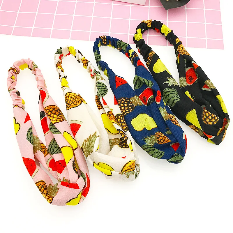 Повязка для волос с фруктовым принтом женская эластичная 2019 |