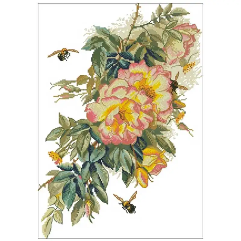 

Roses and bees flower patterns Counted Cross Stitch 11CT 14CT 18CT DIY Cross Stitch Kits Embroidery Needlework Sets home decor