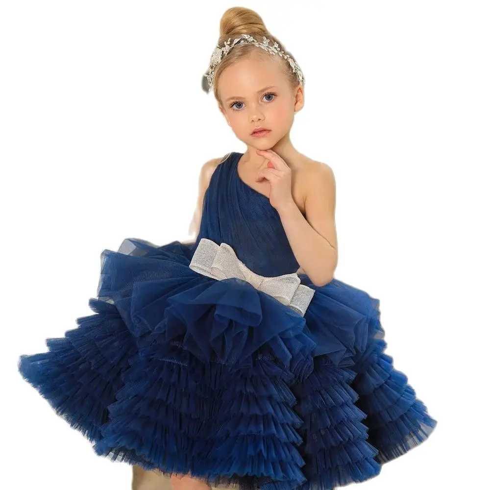 

Tulle Layers Flower Girl Dress Elegant Girl for Wedding Ceremony Party Dress Cute Ball Gown Princess Dresses 2021 Hot Sale