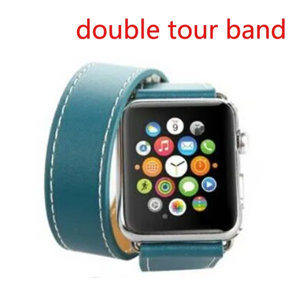 double tour blue Один тур из натуральной кожи ремешок для наручных часов Apple Watch, версии двойной пряжкой 3/2/1 38 мм 40 мм 42-44 мм, браслет для наручных часов iwatch серии 5 4 - Цвет ремешка: double tour blue