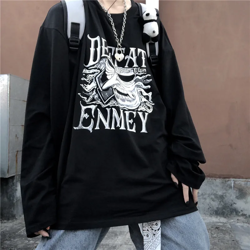 

Женские топы, одежда, японская черная летняя футболка с коротким рукавом в стиле Харадзюку, Повседневная рубашка в темном стиле, Женская сво...