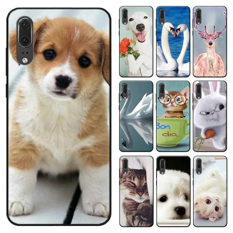 Cute Animal Phone Case for huawei mate 30 pro p20 p30 20 lite Soft silicone Cover cat dog |