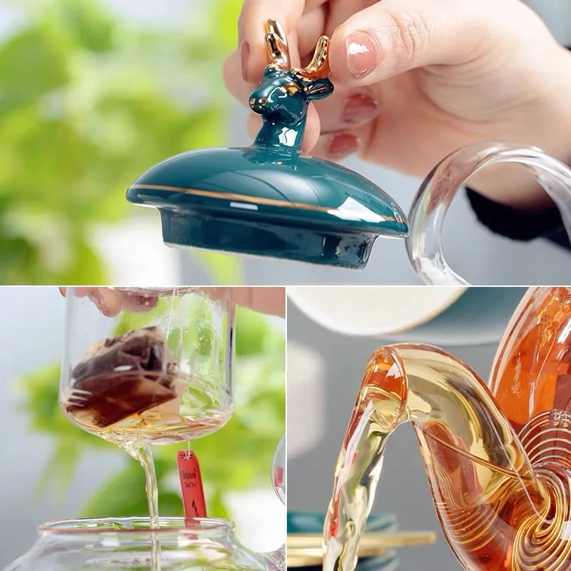 Керамическая чайная чашка Cofee в скандинавском стиле с стеклянным держателем для